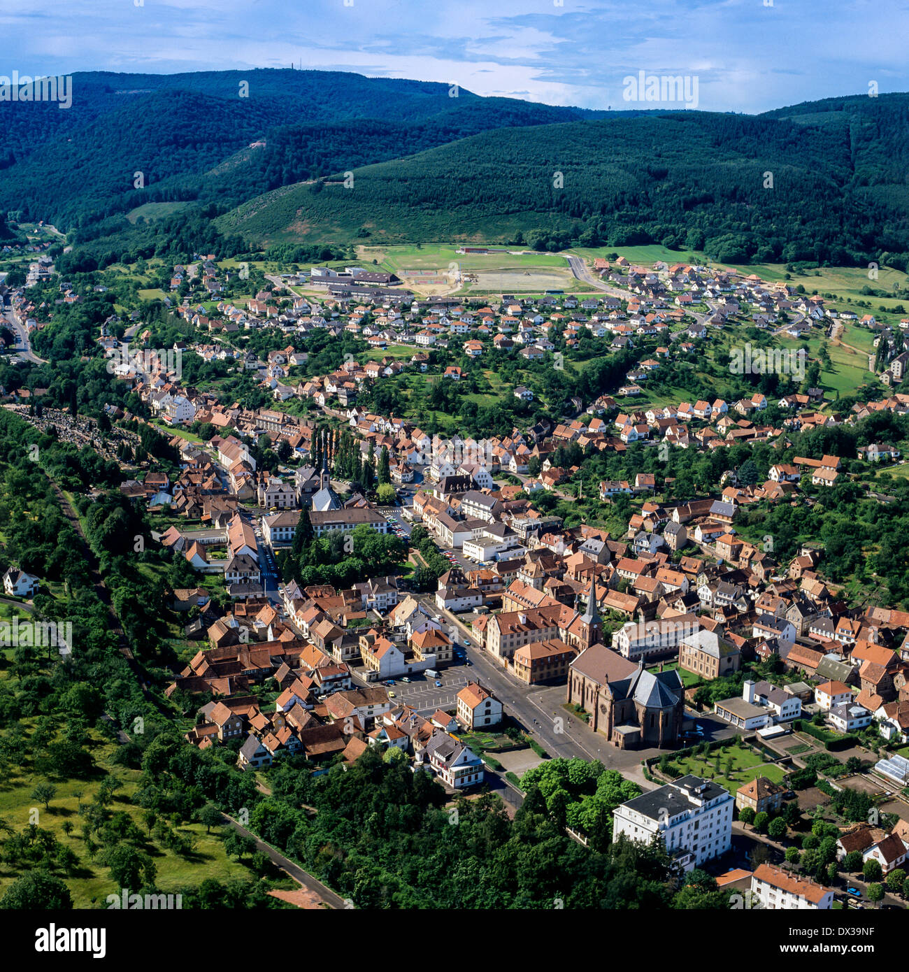 Aerial Of Niederbronn Les Bains Town Alsace France Stock Photo Alamy
