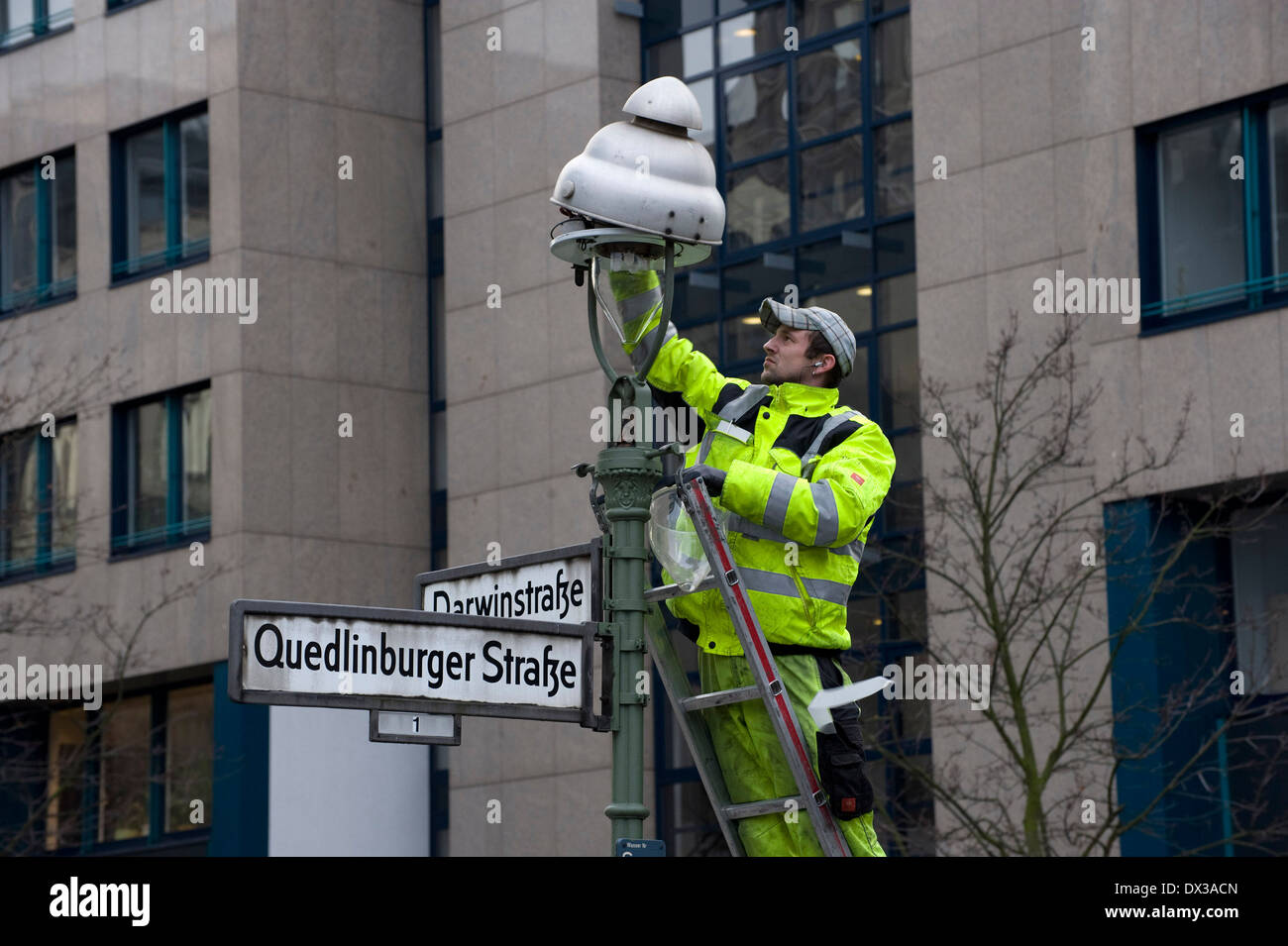 Maintenance of a gas lantern Stock Photo Alamy