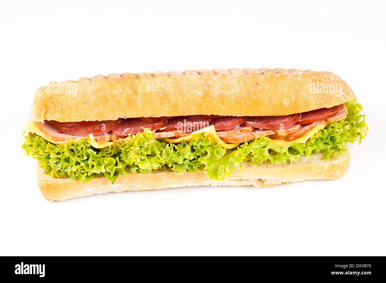 Bacon, salami and cheese panini isolated on white Stock Photo Alamy