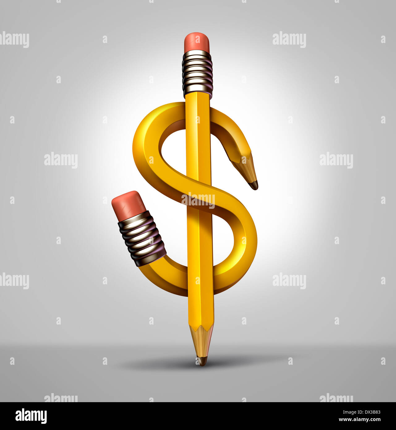 Financial planning business concept as a group of pencils shaped as a dollar sign as a metaphor for wealth strategy. Stock Photo