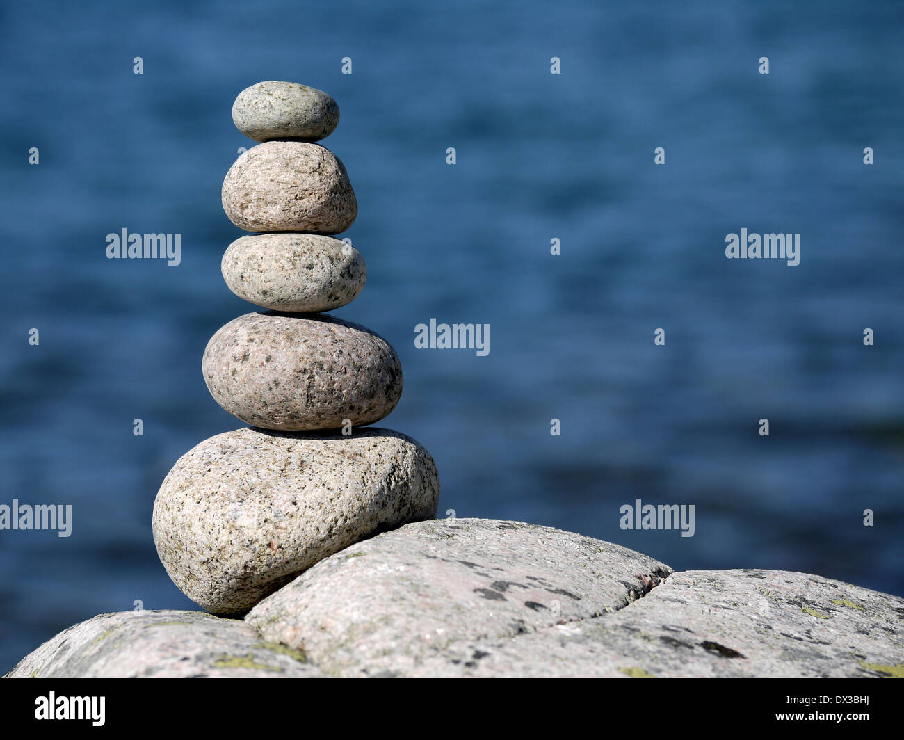 pile of stones at the beach on hanö, blekinge, sweden Stock Photo