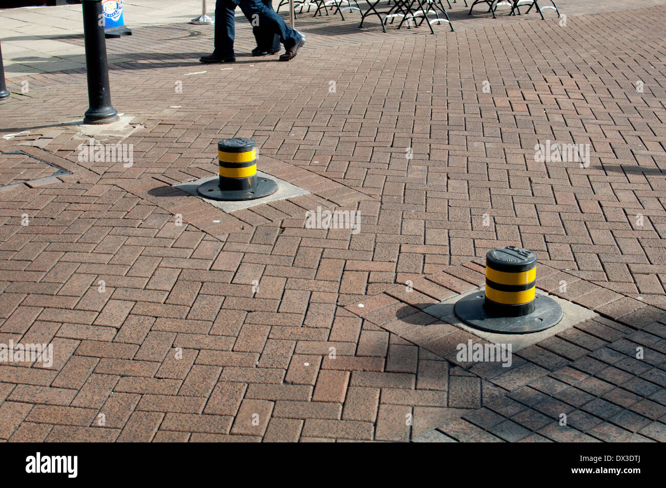 Retractable bollards, Henley Street, Stratford-upon-Avon, UK Stock Photo