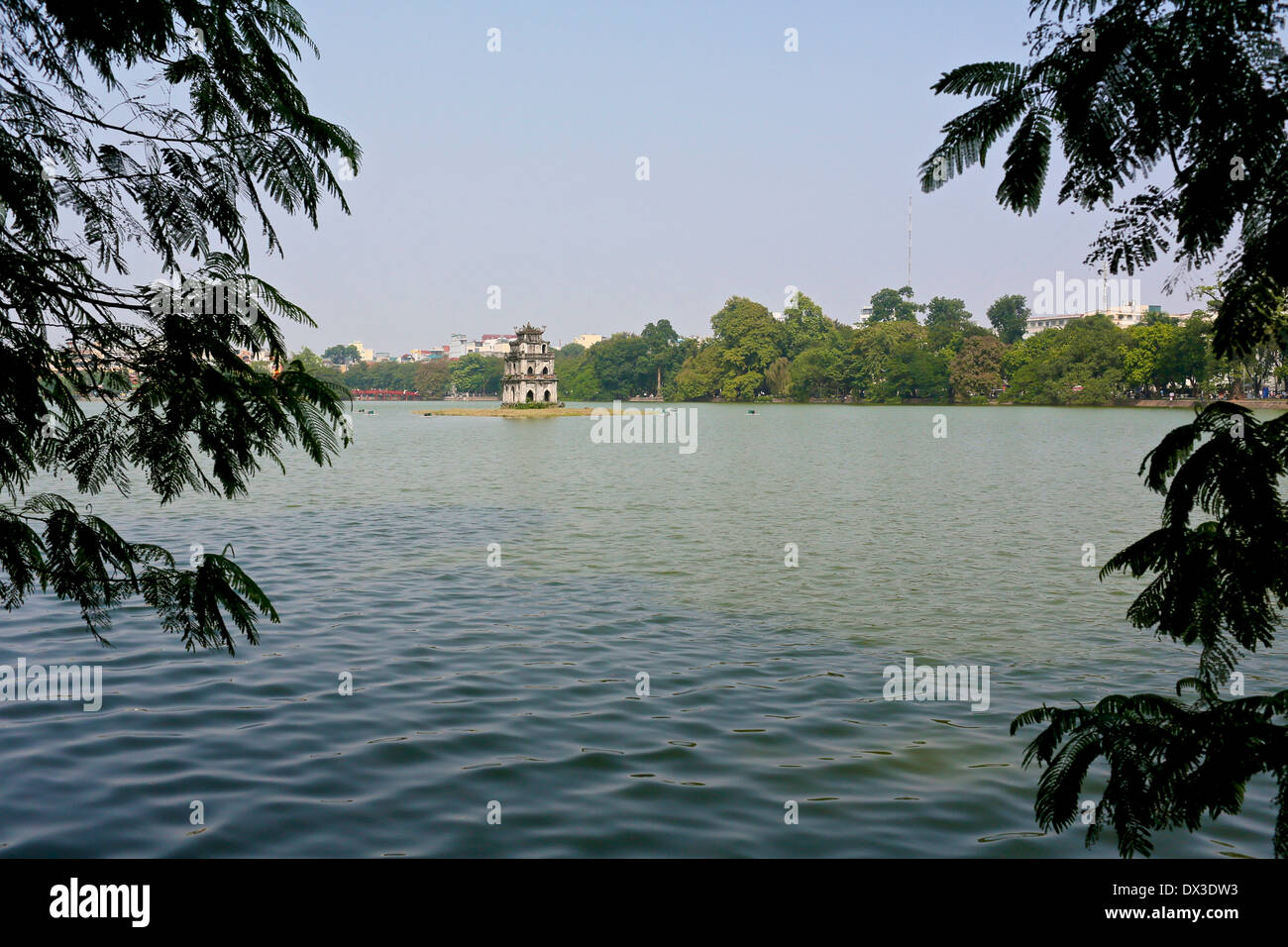 Hoan Kiem Lake and the Turtle Tower, Hanoi, Vietnam, South East Asia Stock Photo
