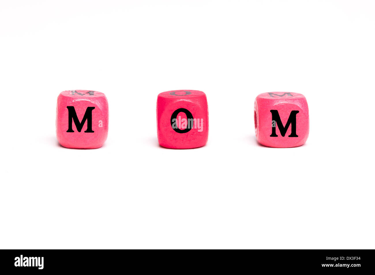 Letter blocks spelling mom. Stock Photo