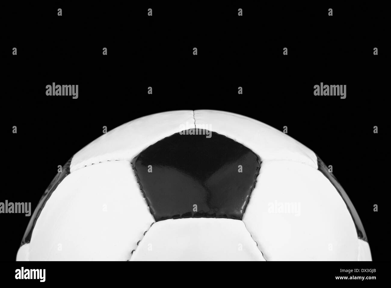 Black and white leather Football on a dark background Stock Photo Alamy