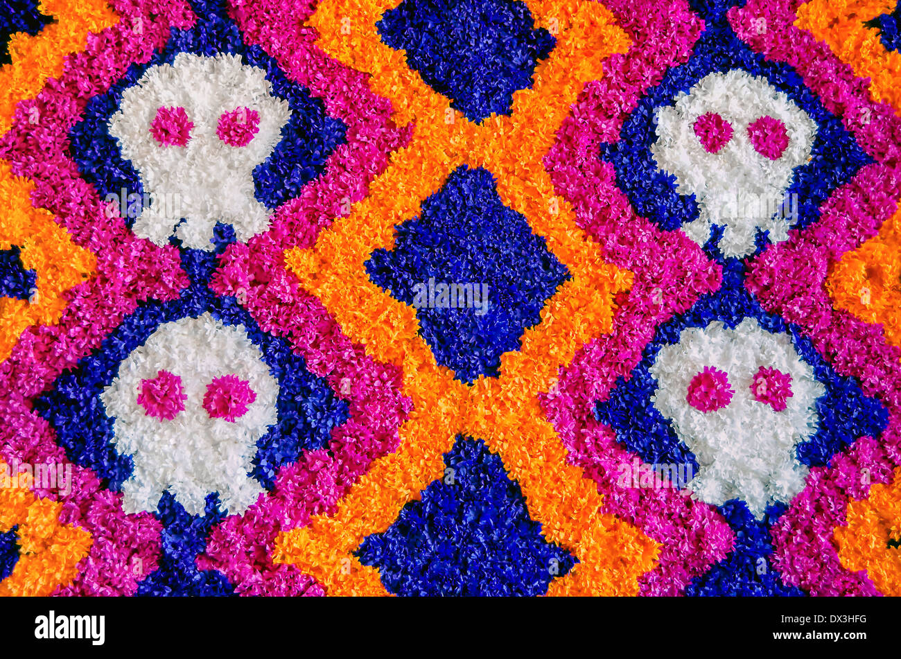 Day of the dead skulls made with flowers Stock Photo