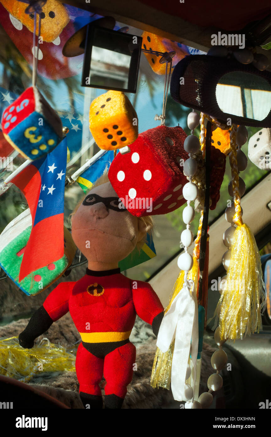 car windscreen decorations, Apia, Samoa Stock Photo Alamy