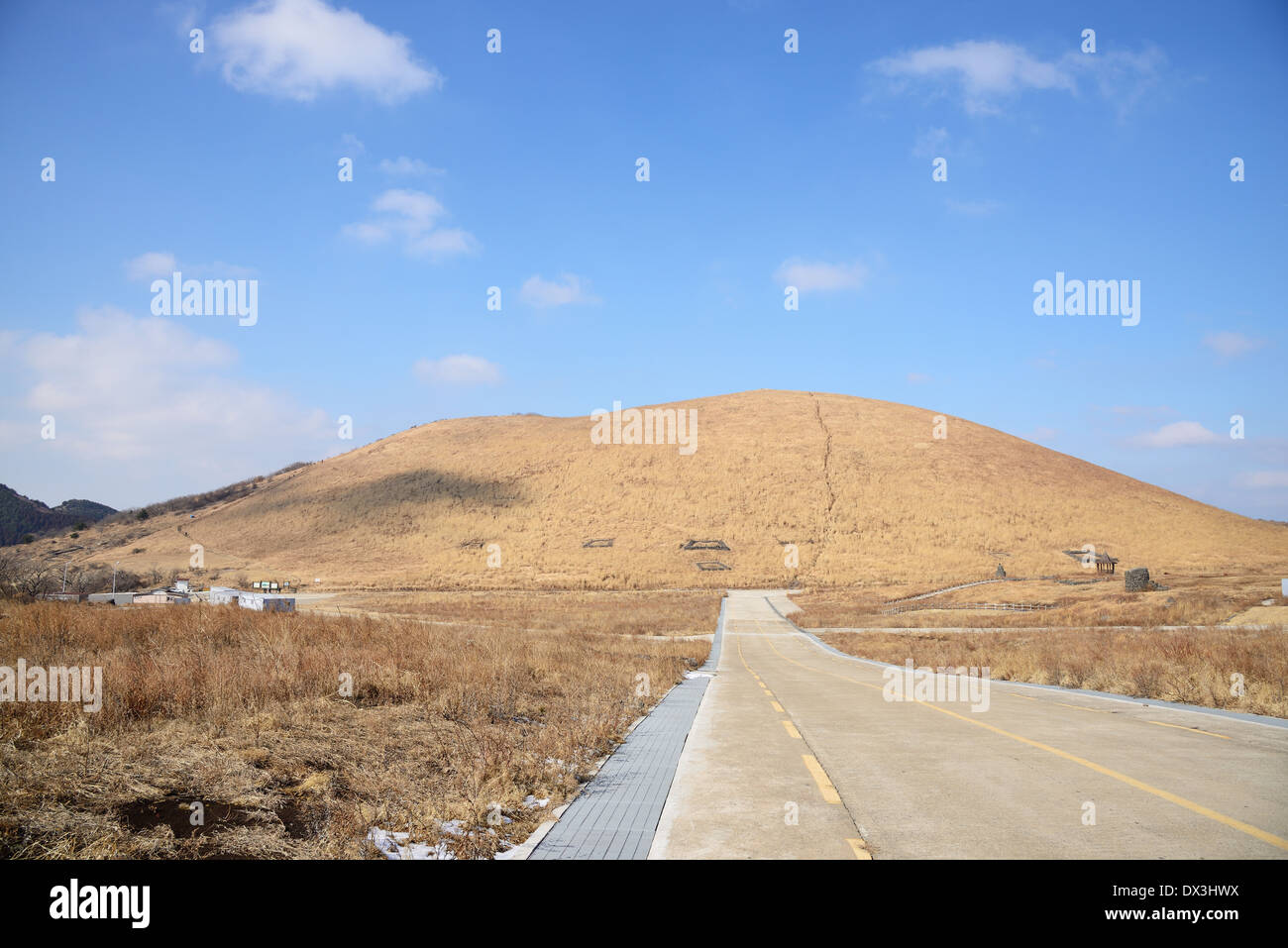 View of SaeByeol Volcanic Cone in Jeju Island Stock Photo