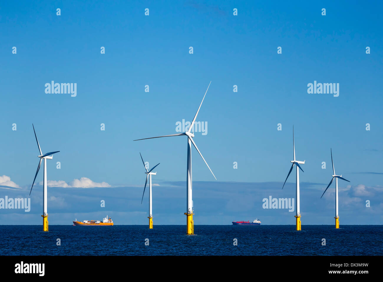 Teesside offshore Wind farm near Redcar, North Yorkshire. Stock Photo
