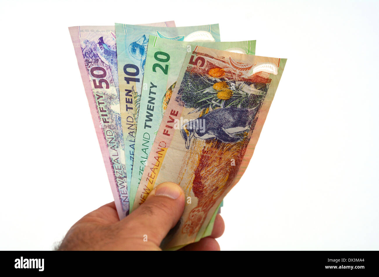 Mans Hand Holds New Zealand Dollar Bank Notes Concept Photo Of - 