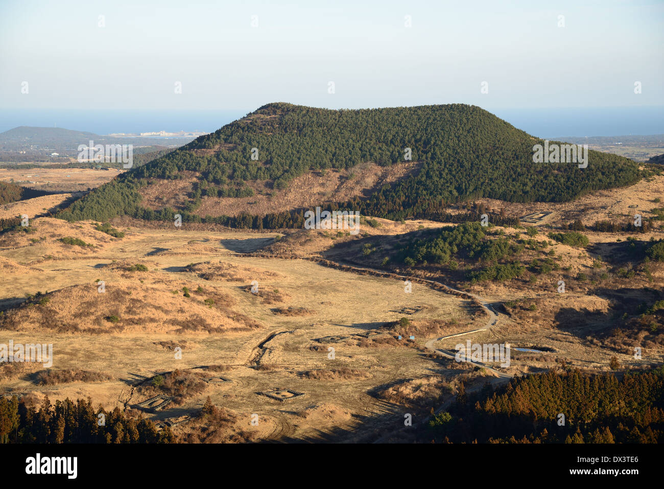 View from Baekyaki Volcanic cone in Jeju Island Stock Photo