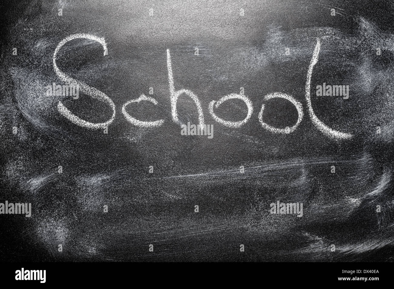 Handwritten message on a school chalkboard writing concept inscription, communication message School Stock Photo