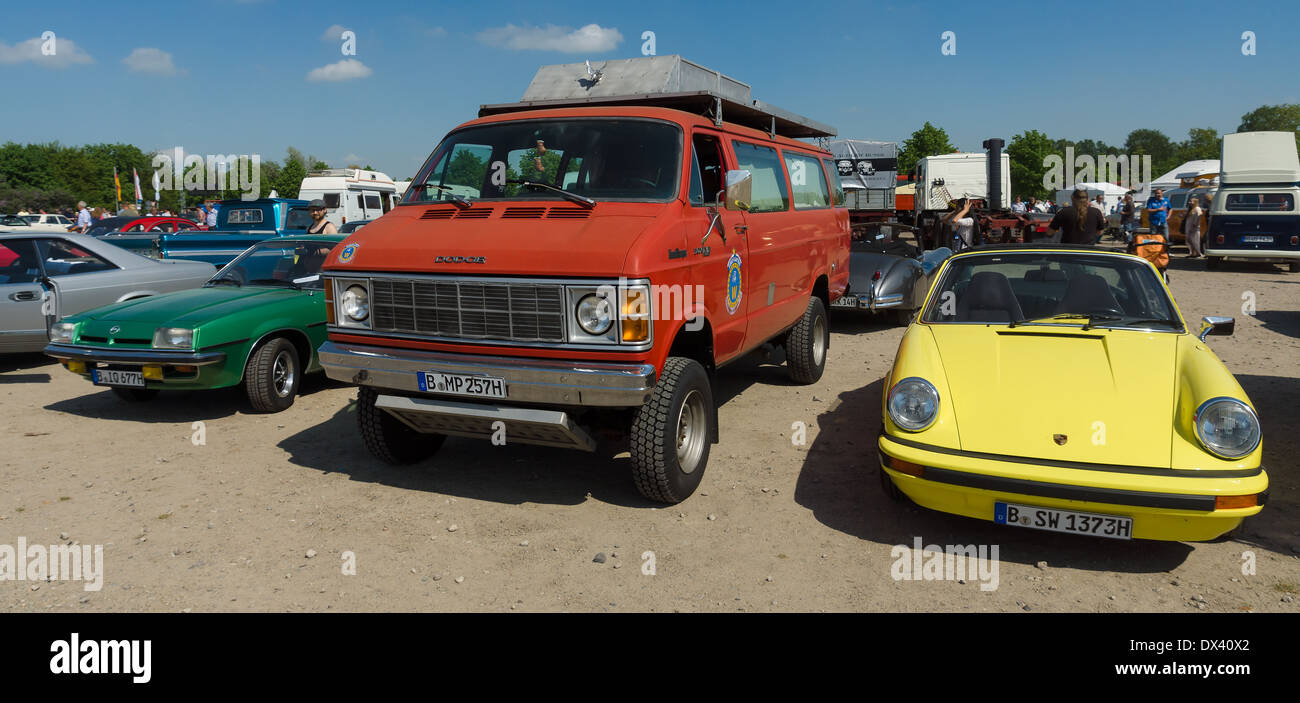 Cars Opel Manta B, Dodge Ram Van and Porsche 912 Stock Photo