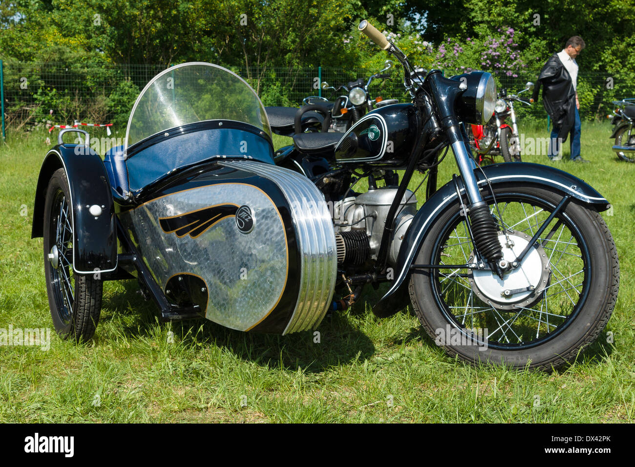 German motorcycle with sidecar MZ BK 350 Stock Photo