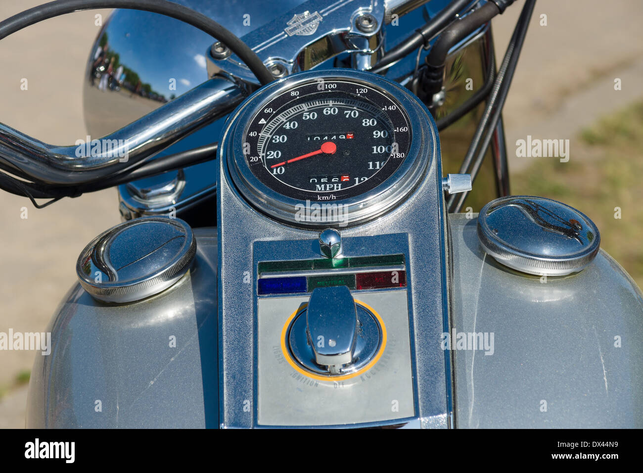 he dashboard and fuel tank motorcycle Harley Davidson Stock Photo