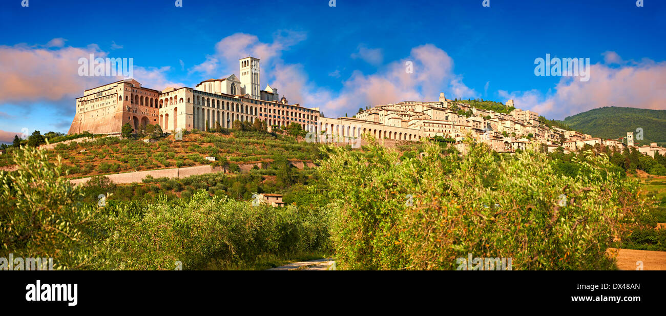 Panoramic View Of Assisi Aith The Papal Basilica Of St Francis Of 