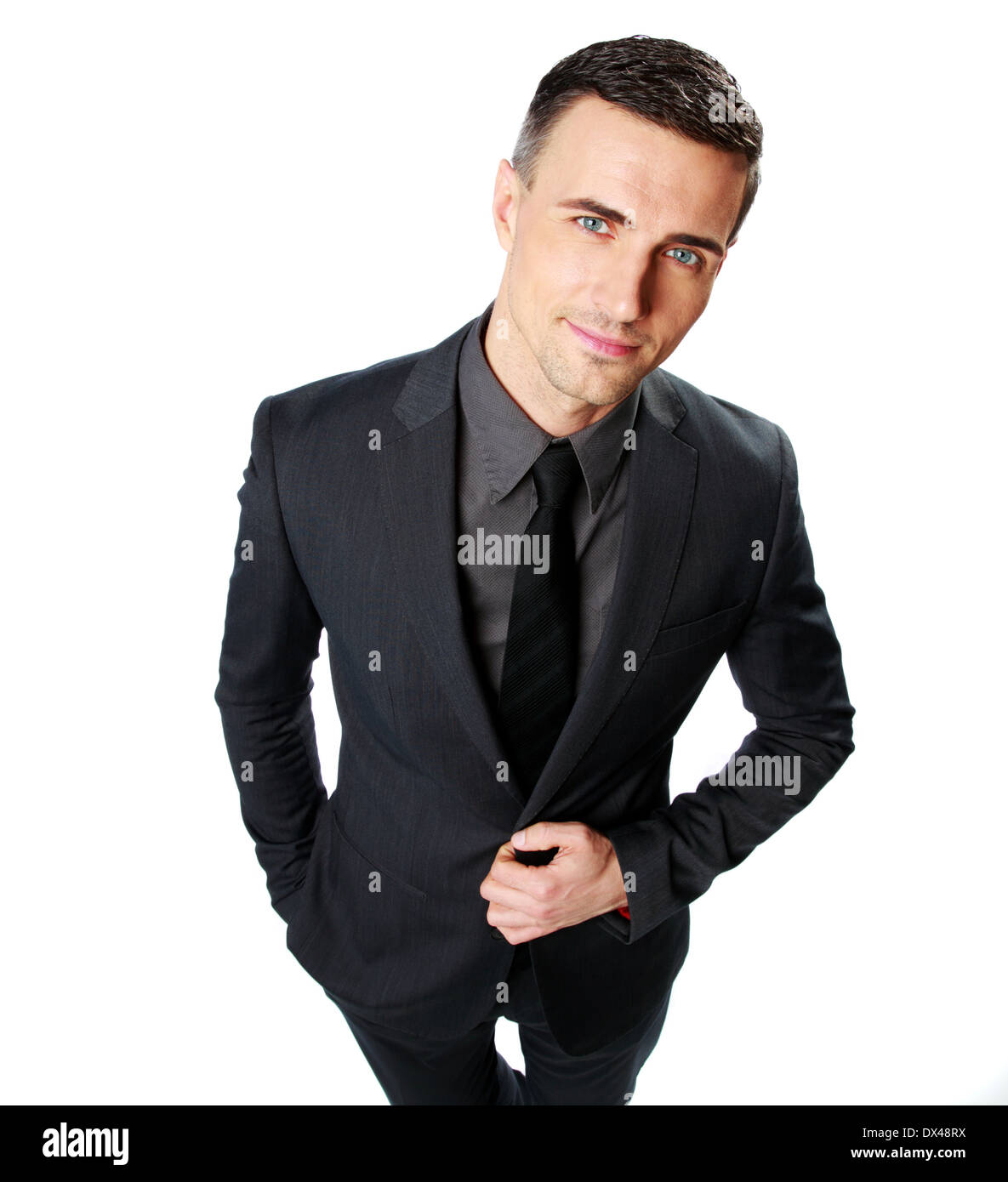 Confident businessman standing isolated on a white background Stock ...