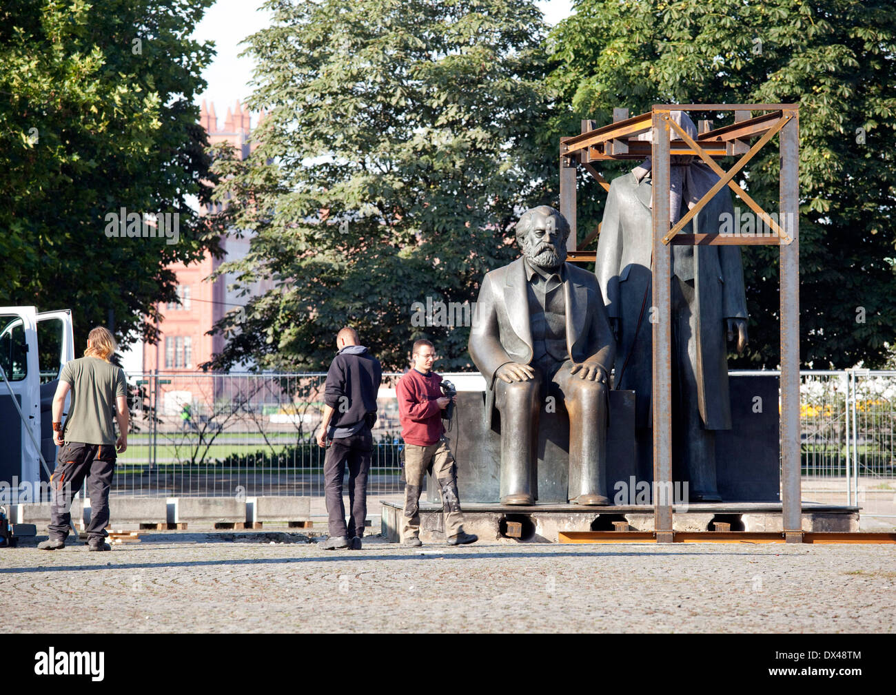 Implementation of the Marx-Engels monument Stock Photo
