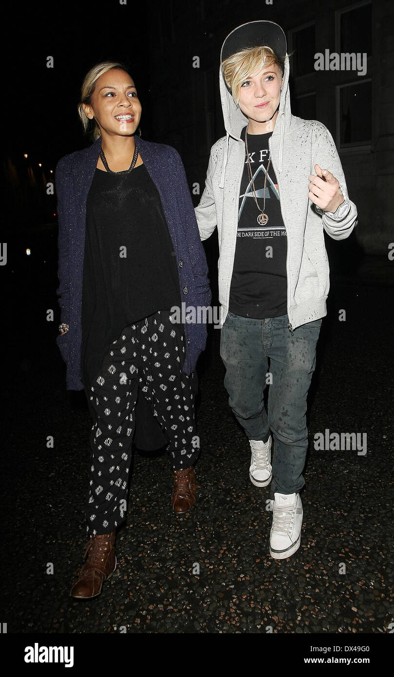 Jade Ellis and Charlotte Rundle, of X Factor arrive back at a hotel ...