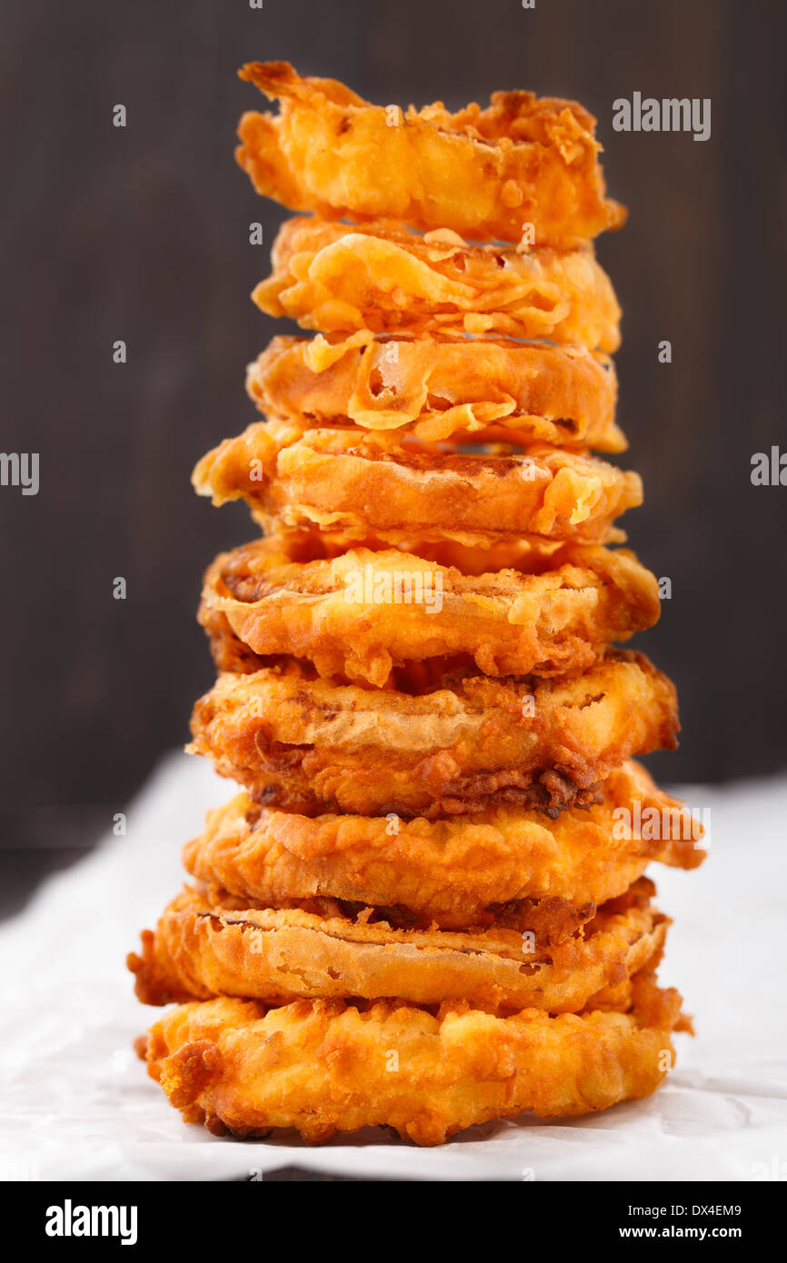 Fast food deep fried battered onion rings hi-res stock photography and ...
