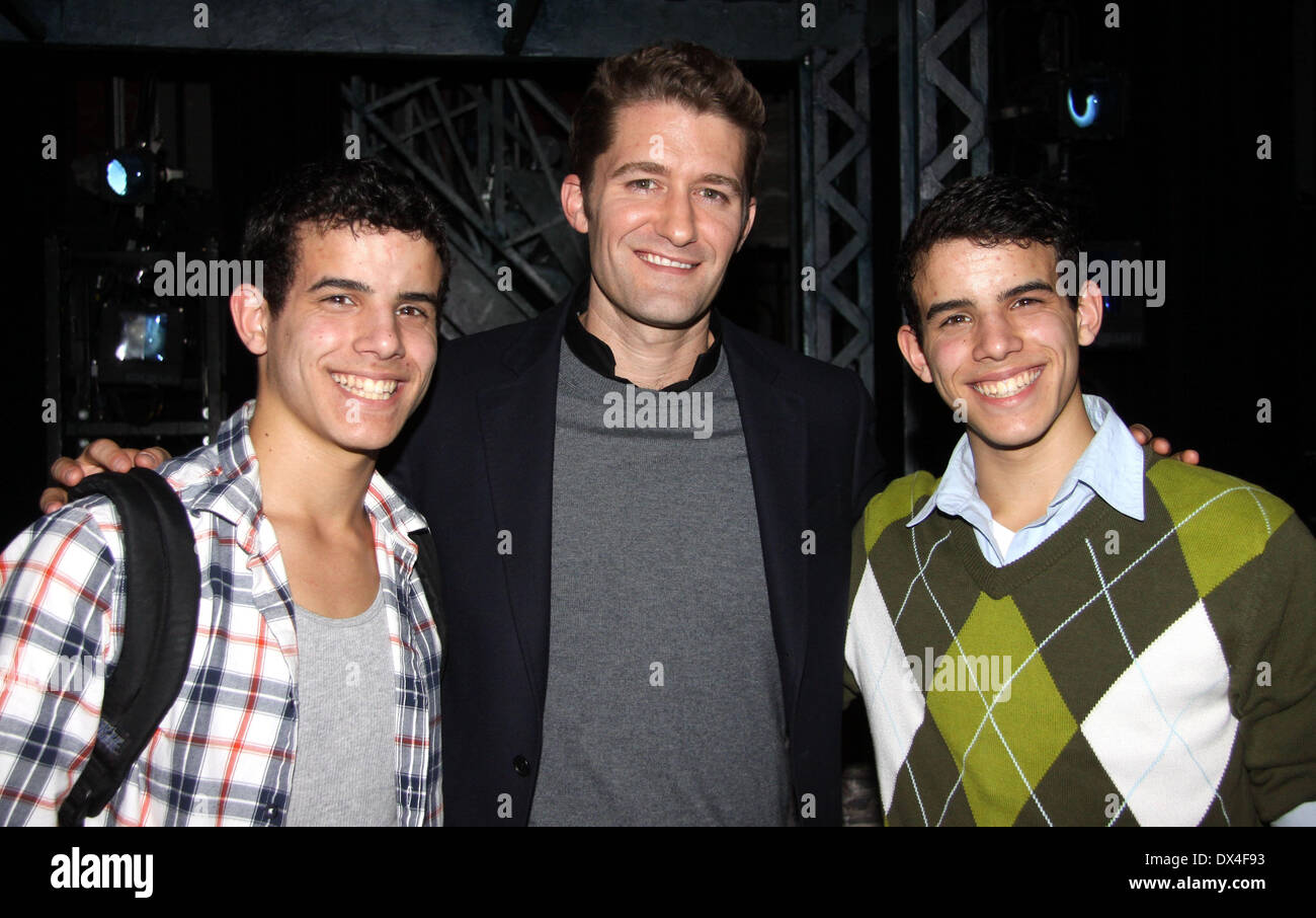 Jacob Guzman, Matthew Morrison and David Guzman Matthew Morrison from the TV show 'Glee' visits backstage the cast of the Disne Stock Photo