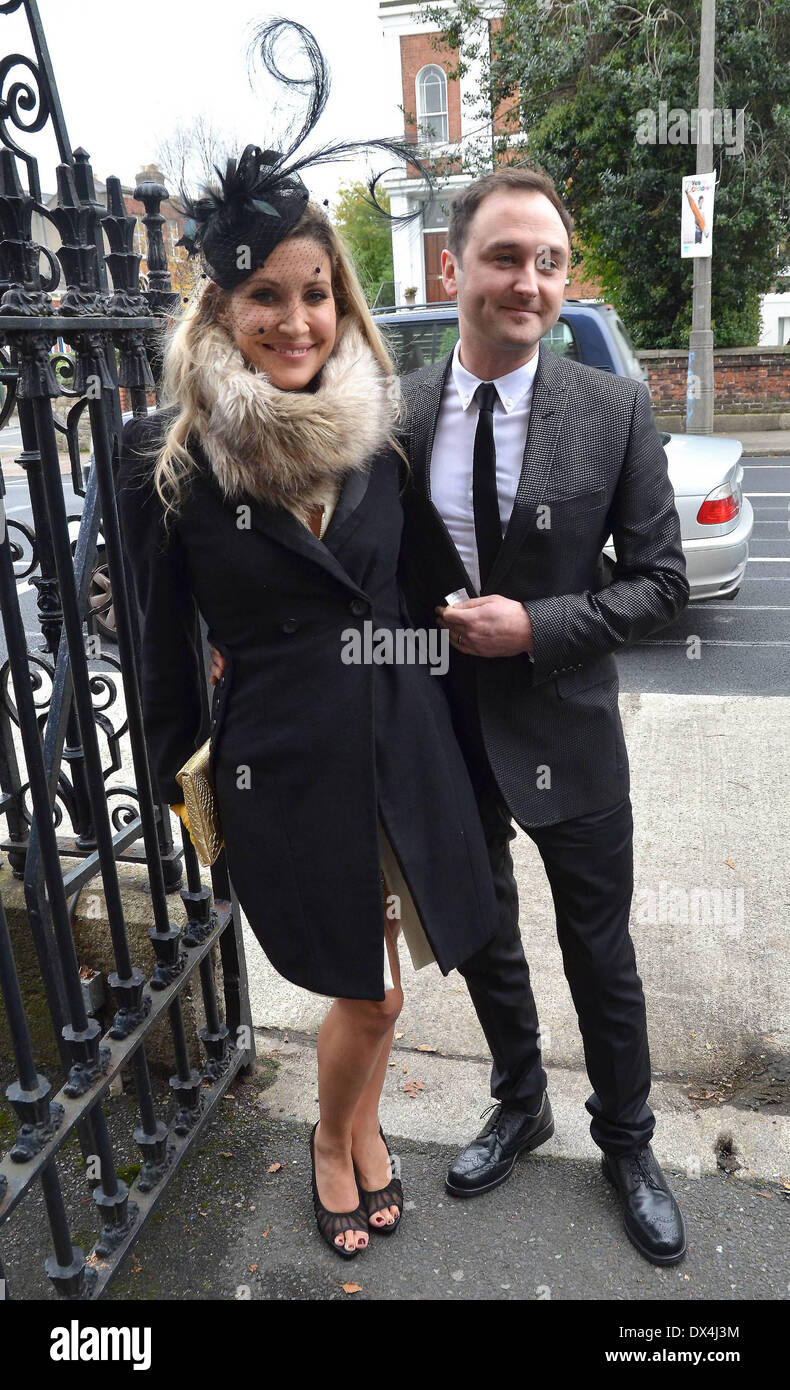Mo Kelly and Mark Murphy The Wedding of Colin Devlin and Sonya Macari at the Church of the 3 Patrons in Rathgar Featuring: Mo K Stock Photo