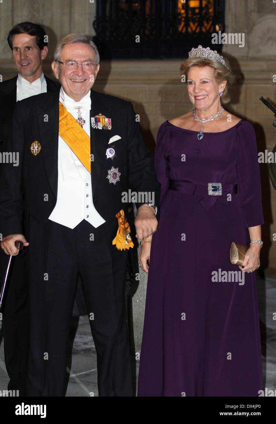King Constantine of Greece and Queen Anne Marie of Greece attends the gala dinner at the wedding of Hereditary Grand Duke Guillaume of Luxembourg and his bride, Countess Stephanie de Lannoy Luxembourg City, Luxembourg - 19.10.12 Where: LUXEMBOURG When: 19 Oct 2012 **or Publication in Germany** Stock Photo