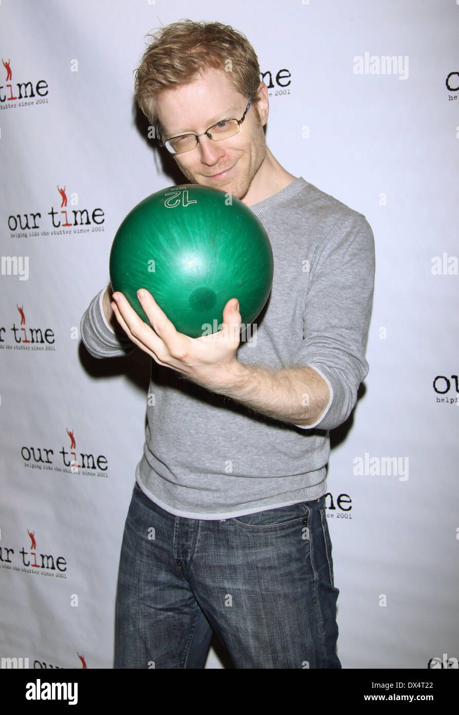 Anthony Rapp attending the All Star Bowling Event to benefit 'Our Time', helping young people who stutter to improve their skills, held at Lucky Strike Lanes. Featuring: Anthony Rapp Where: New York City, United States When: 22 Oct 2012 Stock Photo