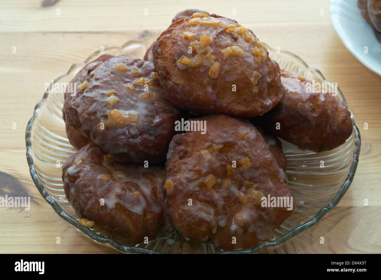 Homemade donuts with rose's stuffing. On the Polish table, in Polish
