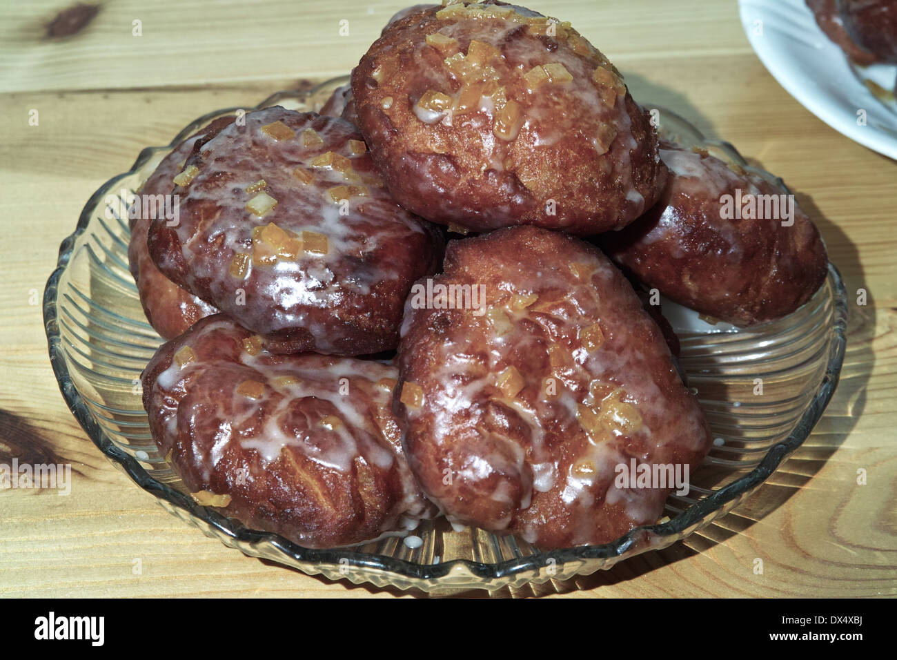 Homemade donuts with rose's stuffing. On the Polish table, in Polish