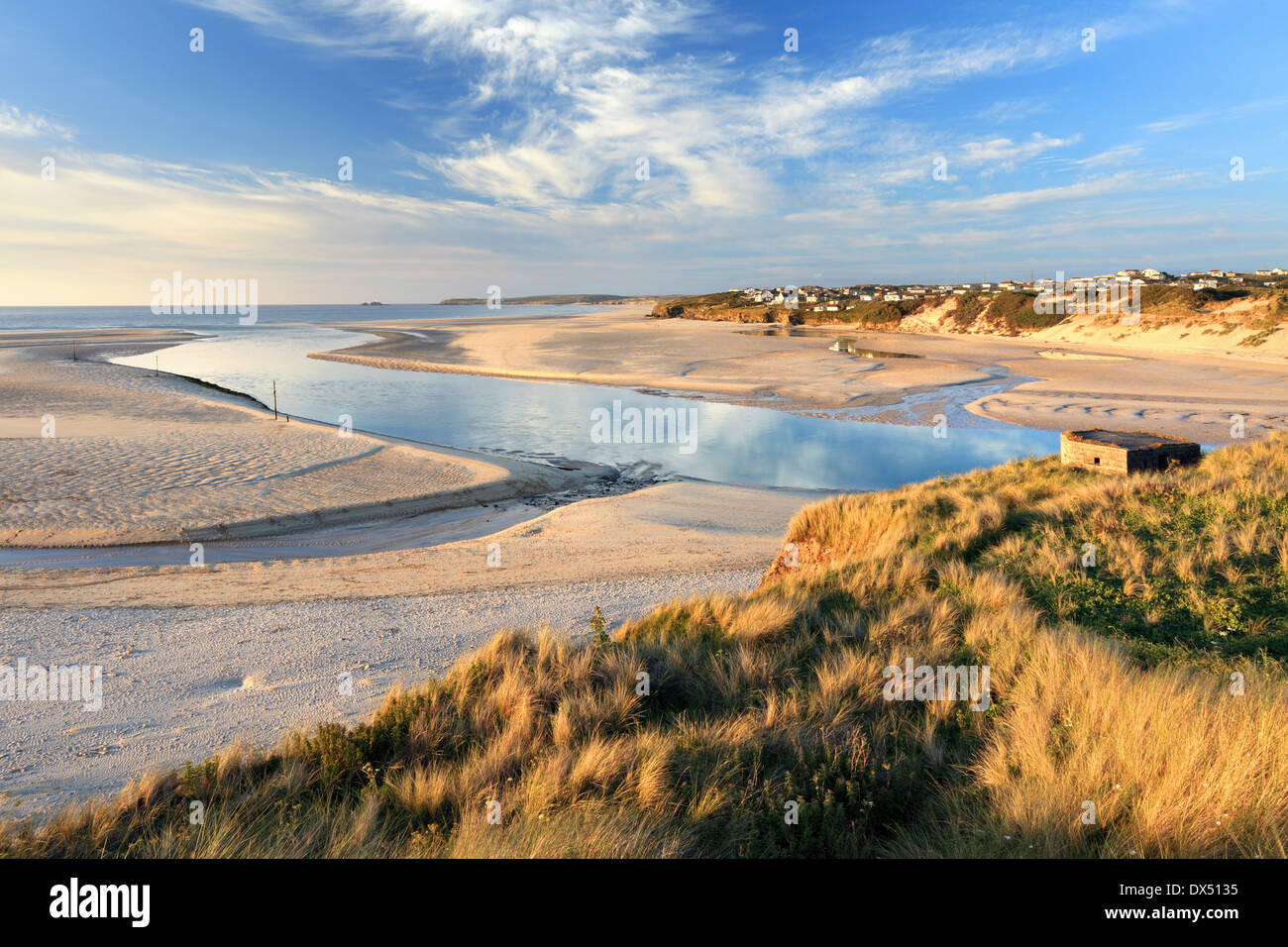 Porth Kidney Beach in Cornwall captured from the south west coast path Stock Photo