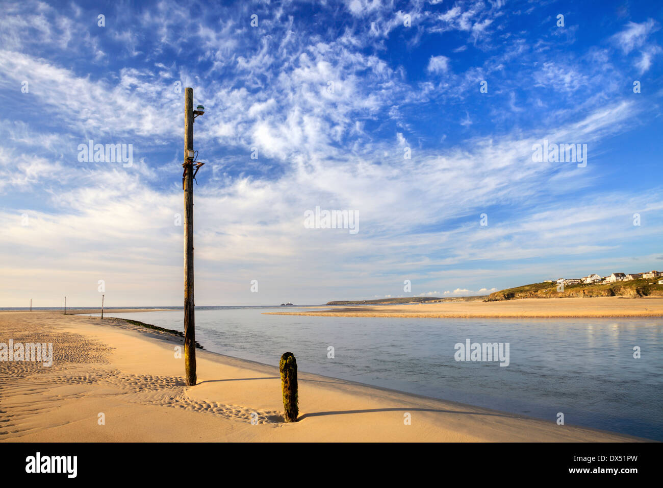 Porth Kidney Beach in Cornwall captured at low tide Stock Photo Alamy