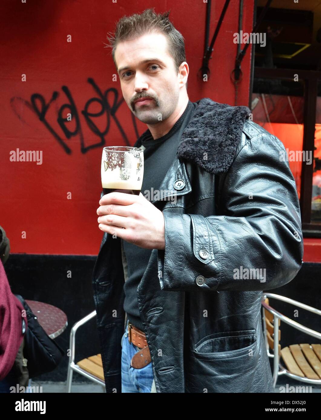 Emmett J Scanlan E4's Hollyoaks cast seen shooting scenes outside
