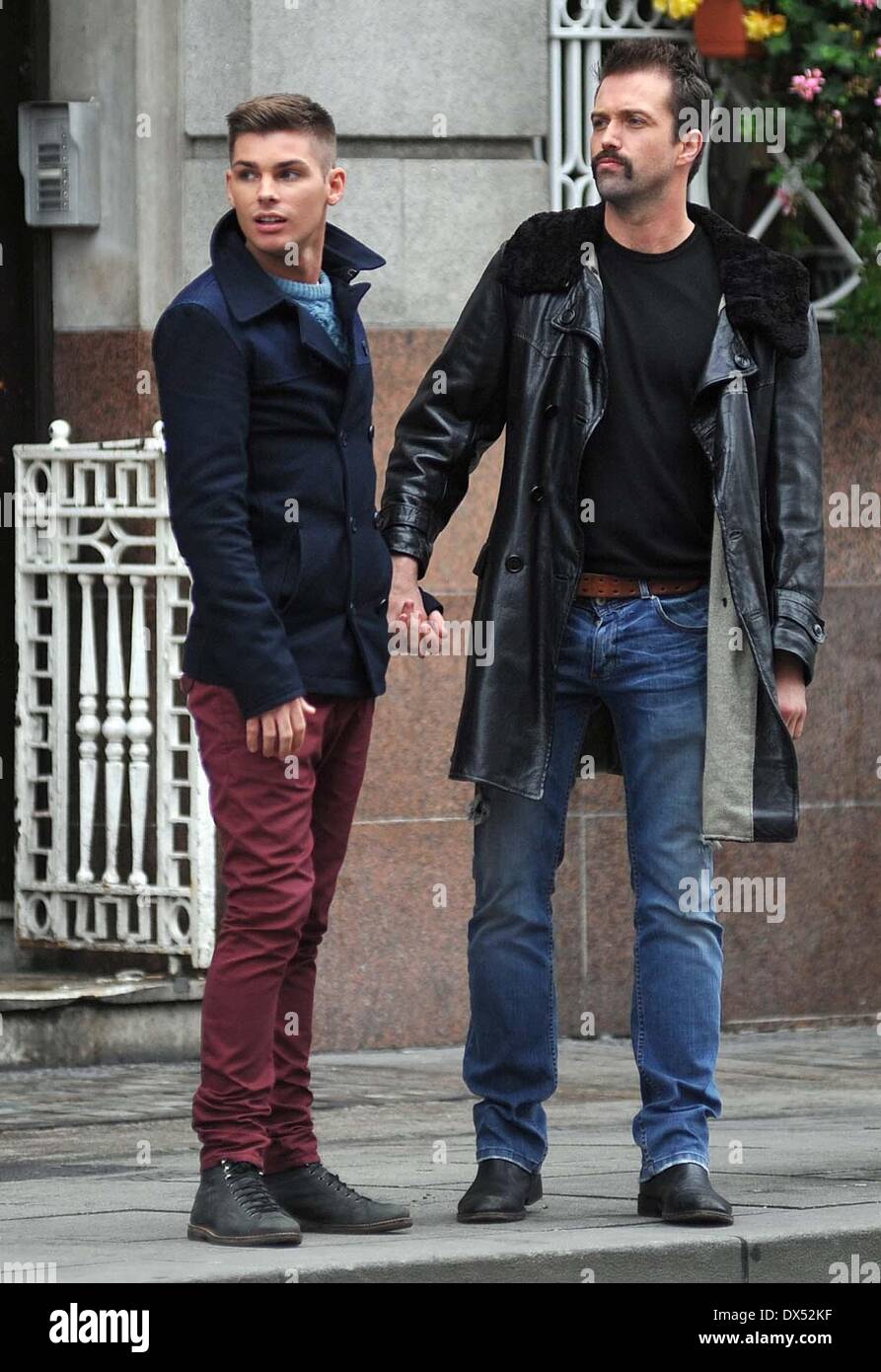 Emmett J Scanlan, Kieron Richardson E4's Hollyoaks cast seen shooting ...