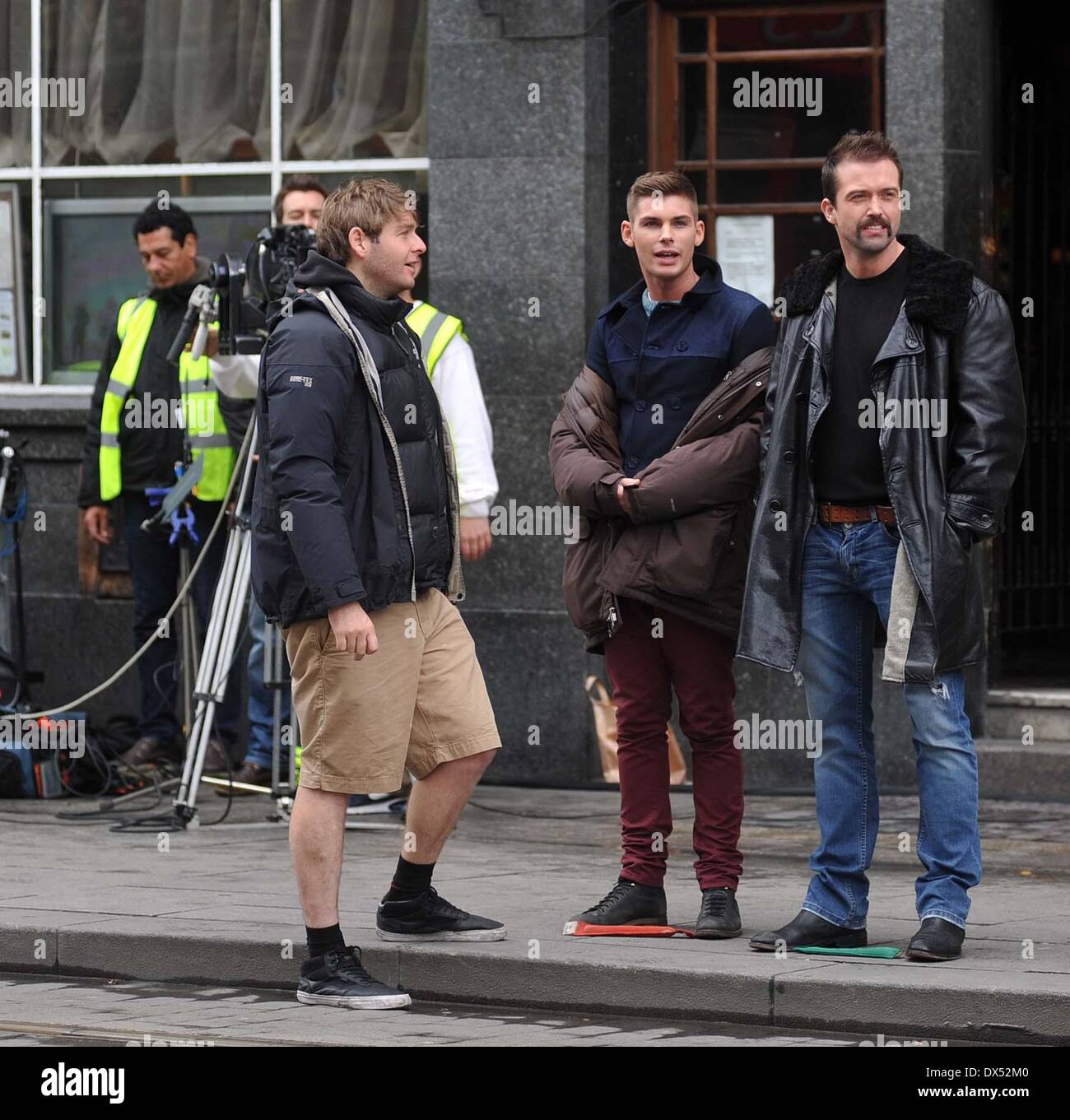 Emmett J Scanlan, Kieron Richardson E4's Hollyoaks cast seen shooting ...
