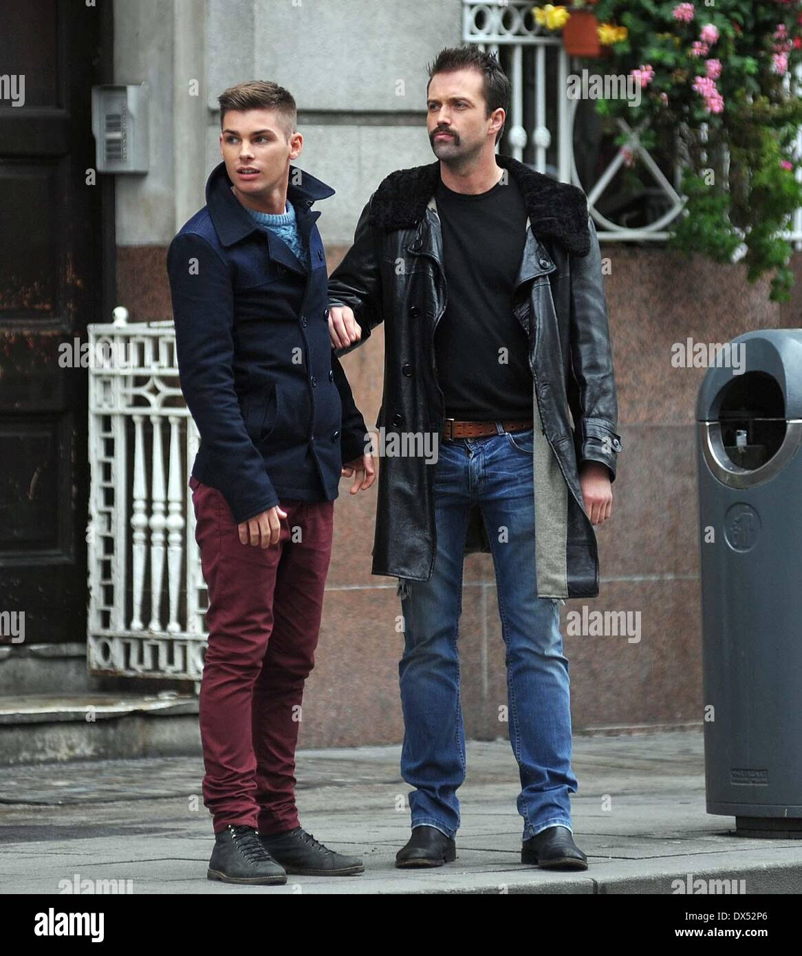 Emmett J Scanlan, Kieron Richardson E4's Hollyoaks cast seen shooting ...