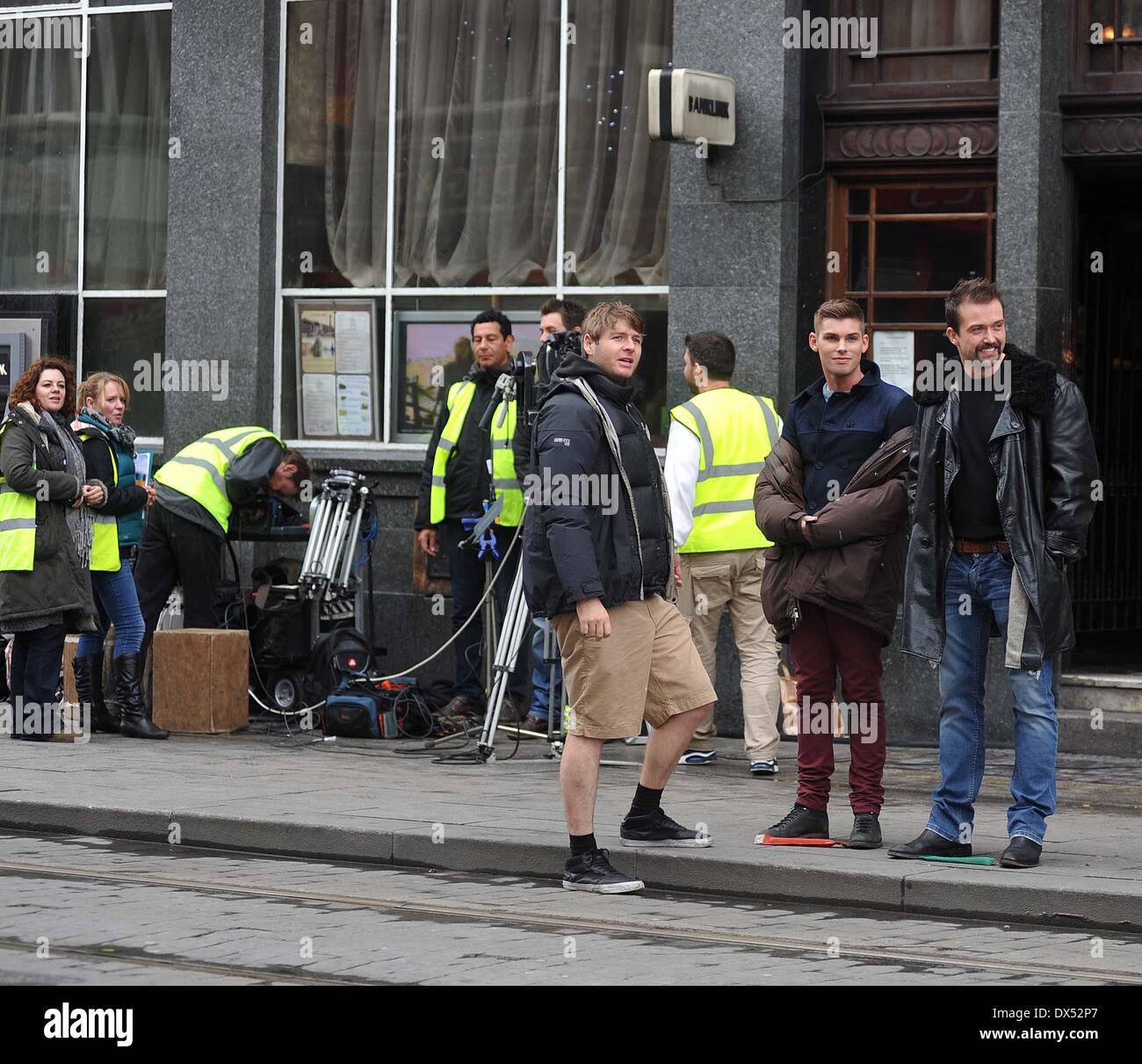 Emmett J Scanlan, Kieron Richardson E4's Hollyoaks cast seen shooting ...