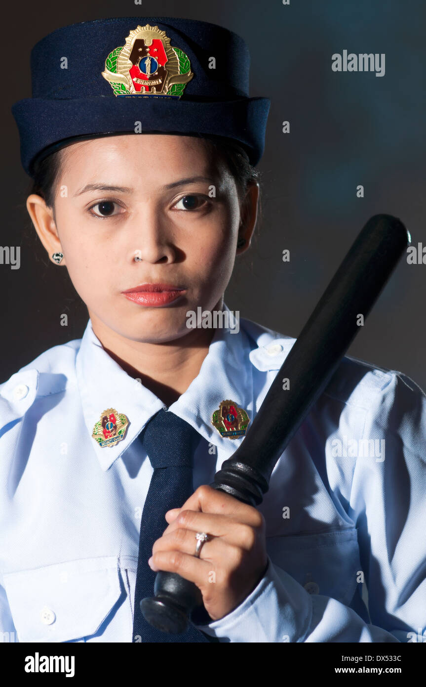 Female Security Guard In Studio Setting Stock Photo Alamy