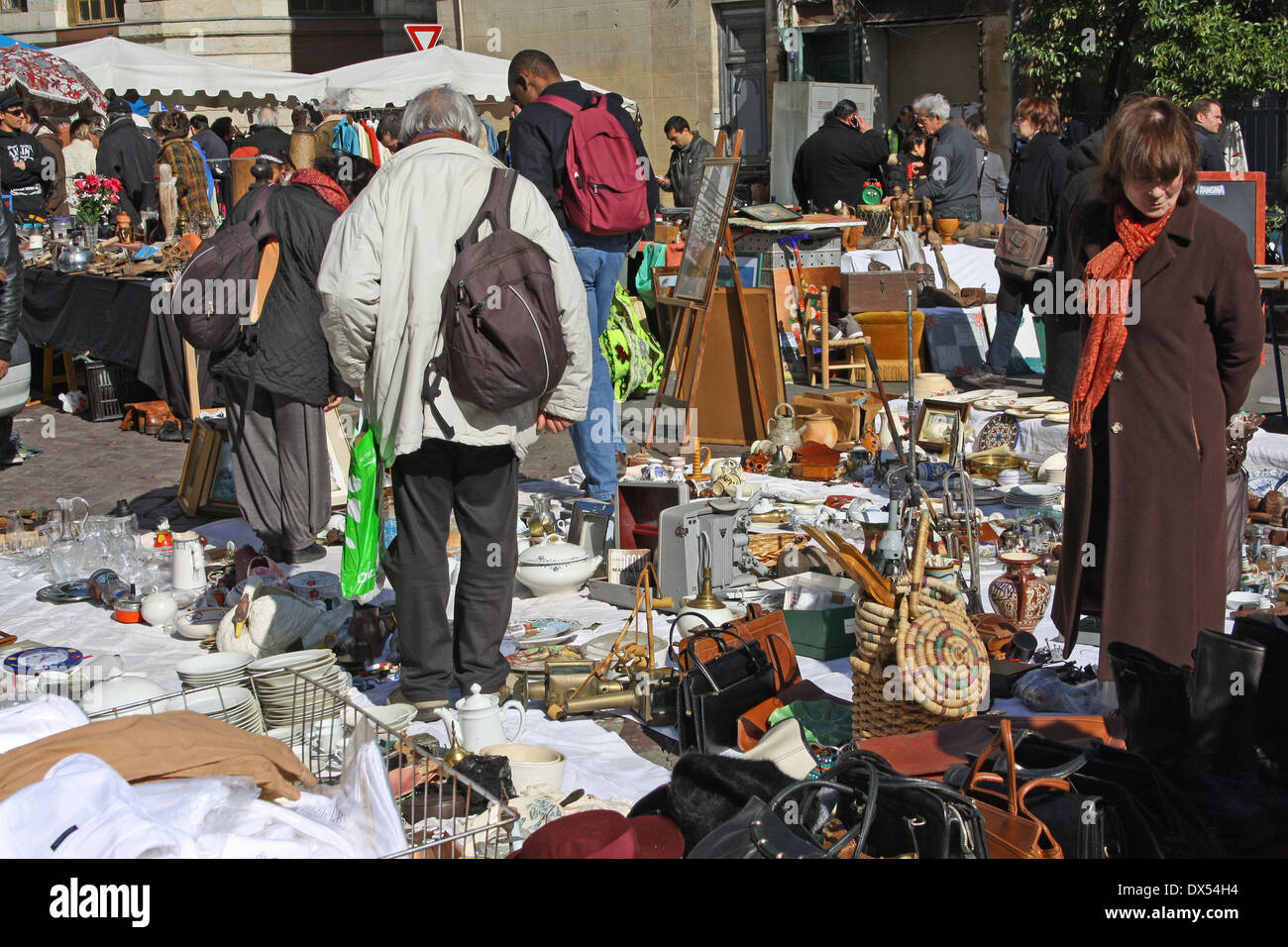 Sunday Flea Market, Place Duburg, Bordeaux, France Stock Photo
