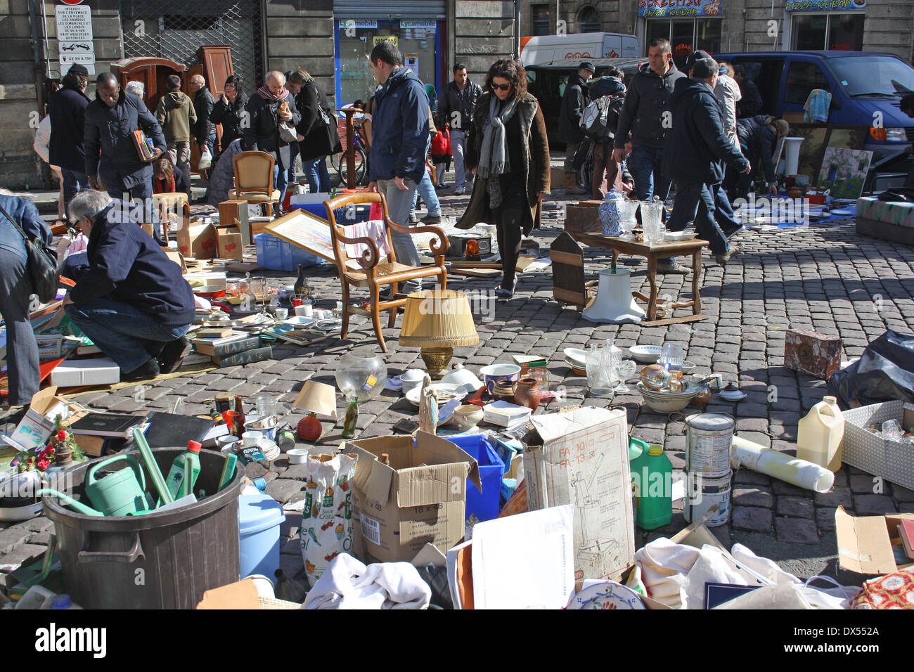 Sunday Flea Market, Place Duburg, Bordeaux, France Stock Photo
