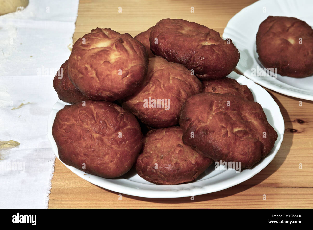 Homemade donuts with rose's stuffing. On the Polish table, in Polish