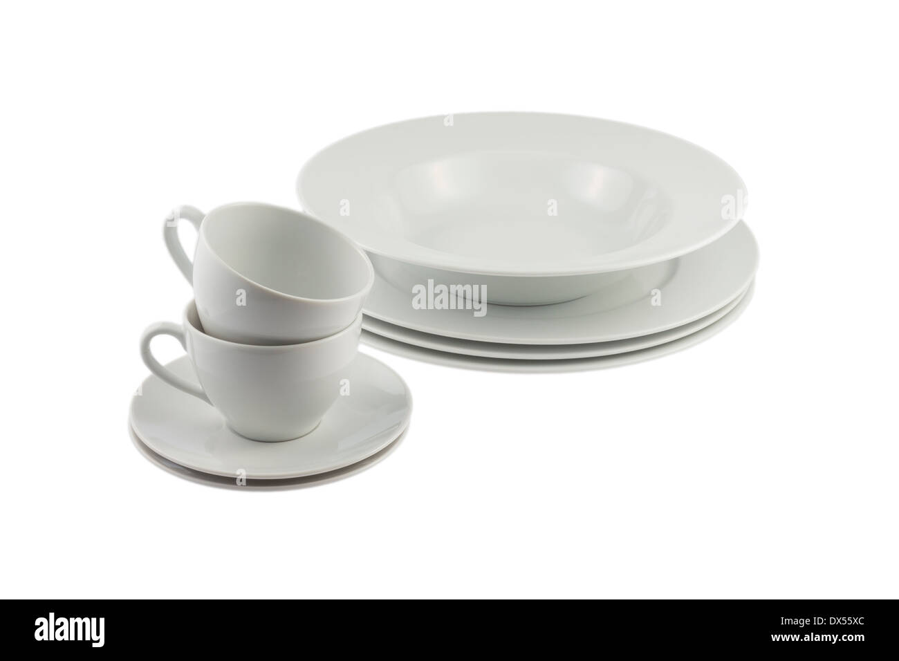 Stack of plates and cups Cut Out Stock Images & Pictures Alamy