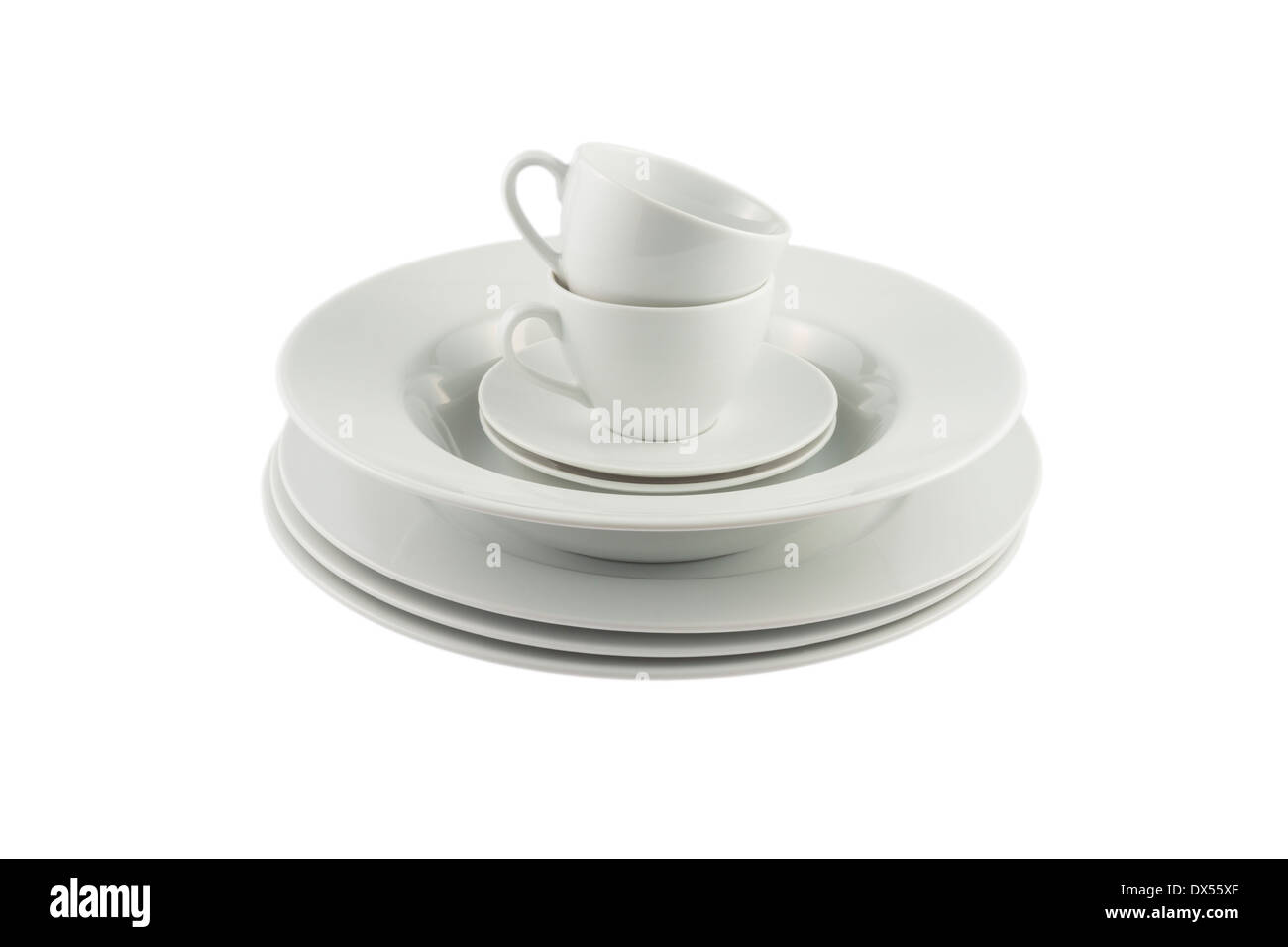 Stack of plates and cups Cut Out Stock Images & Pictures Alamy