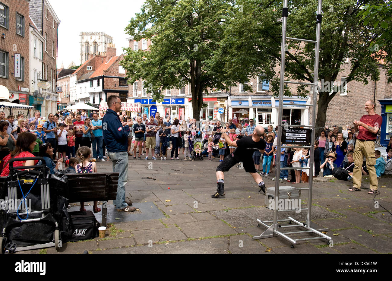 Street performer in York, UK Stock Photo