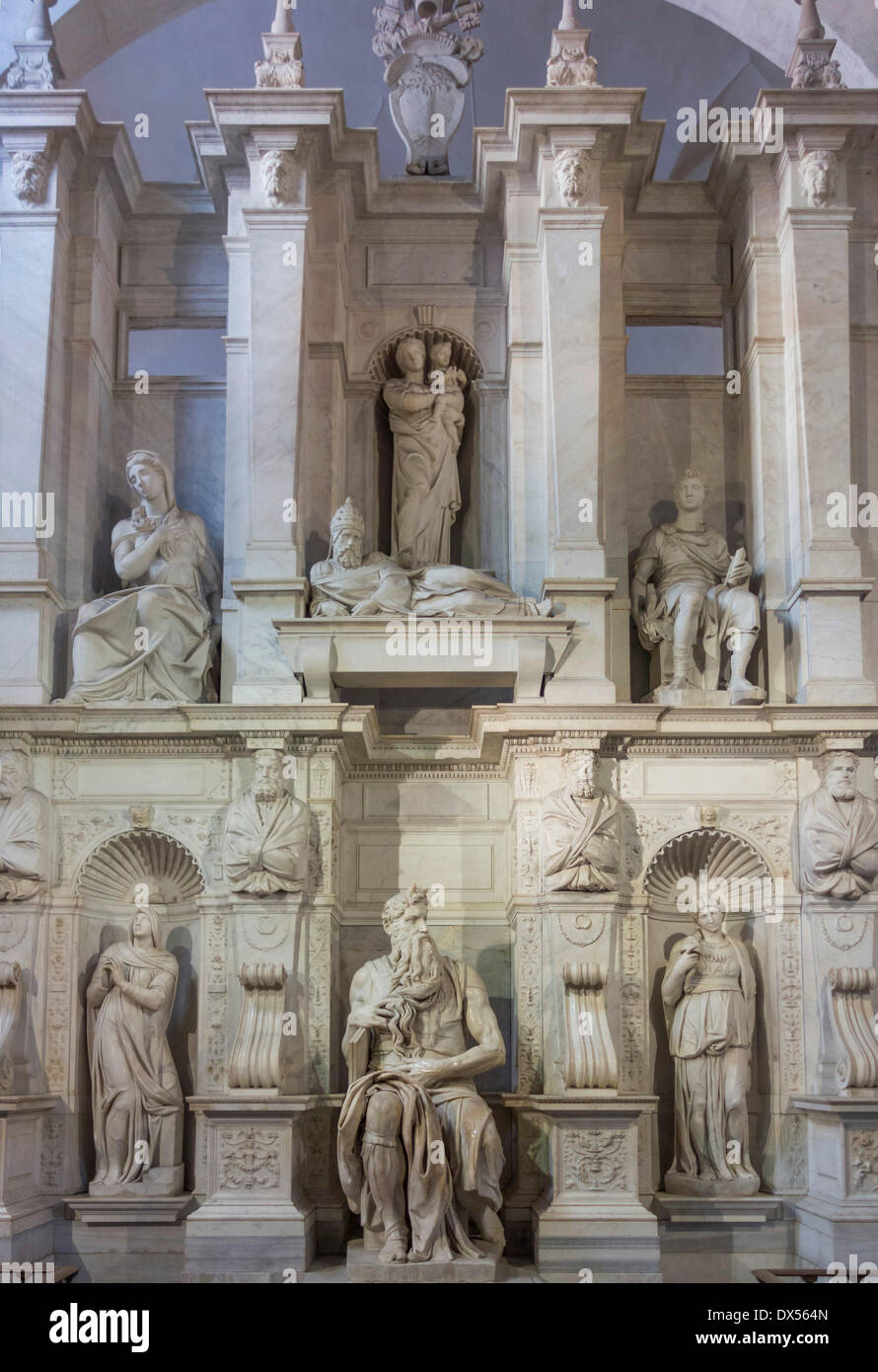 Tomb of Pope Julius II by Michelangelo, Basilica di San Pietro in Vincoli, Rome, Lazio, Italy Stock Photo