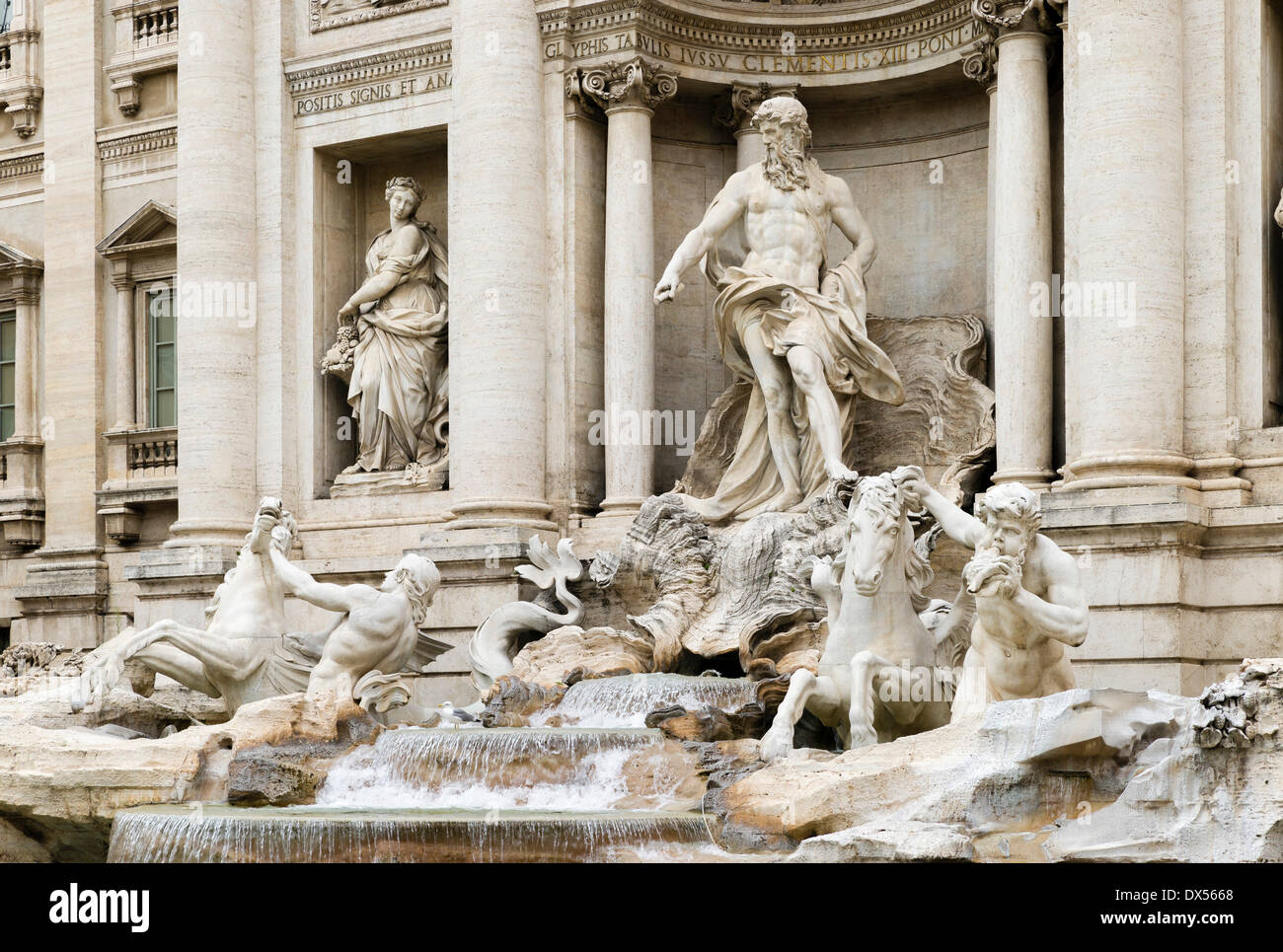 Oceanus by Pietro Bracci, Triton with Horse, Trevi Fountain, Fontana di Trevi, designed by Nicola Salvi, built 1732-1762 Stock Photo