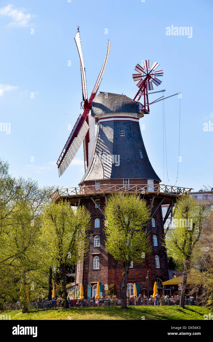 Ansgaritorsmühle or Windmill am Wall, at the city walls of Bremen, historic windmill, Bremen, Germany Stock Photo