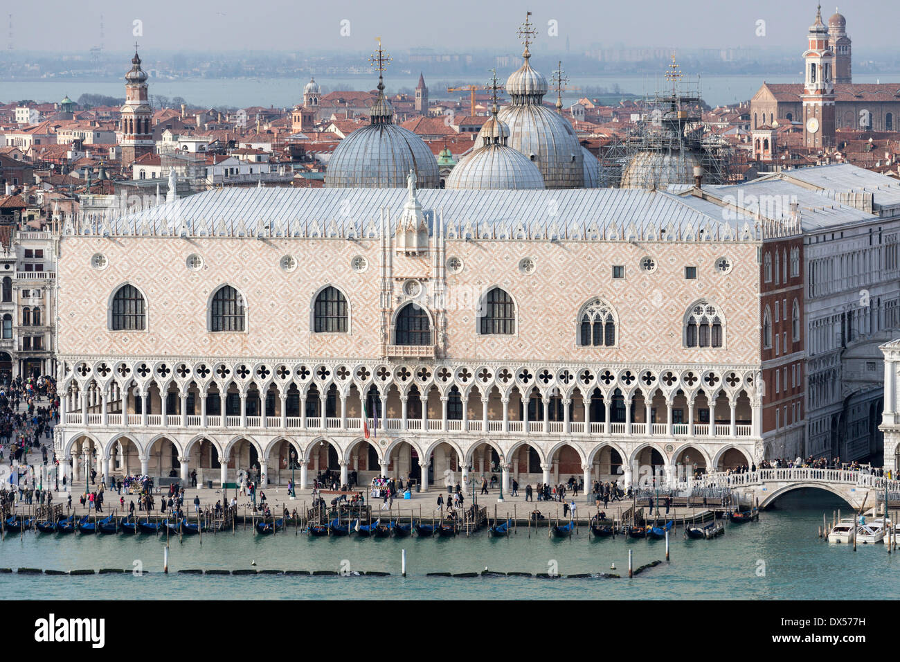 Doge's Palace, St. Mark's Basilica at the back, Venice, Veneto, Italy Stock Photo