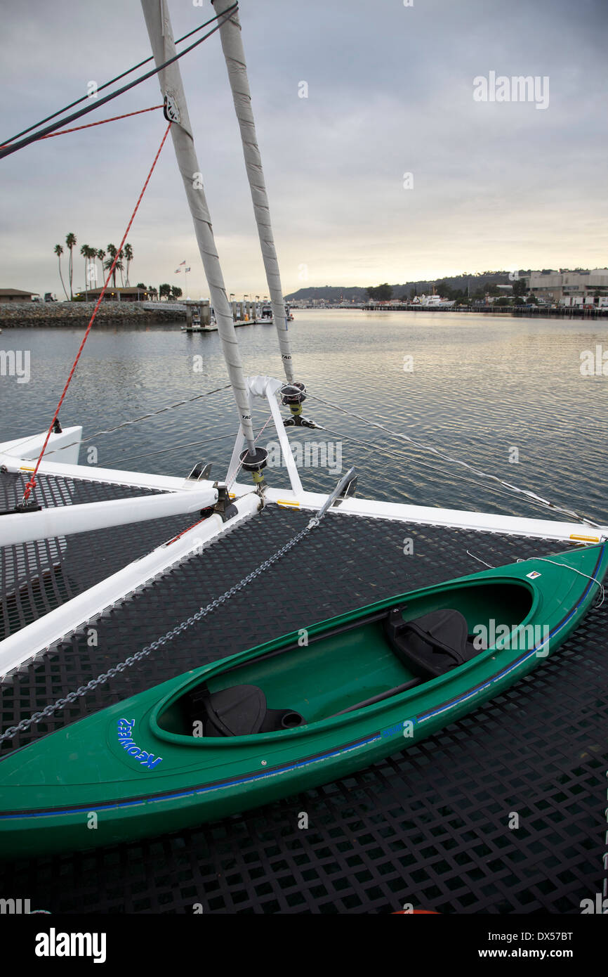 Canoe on a sailing boat Stock Photo Alamy