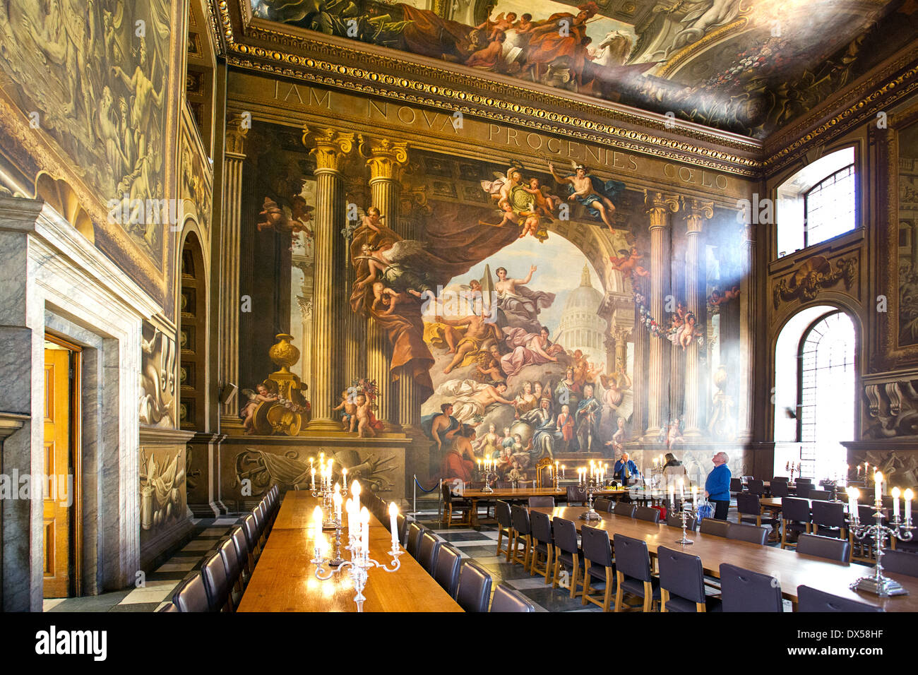 Tha Painted Hall in Greenwich. The hall is part of the Old Royal Naval College. Stock Photo